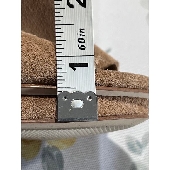 BCBG Tan Suede Open Toe Fringe Western Platform Booties Women Size 7M Cowboy - Picture 6 of 6